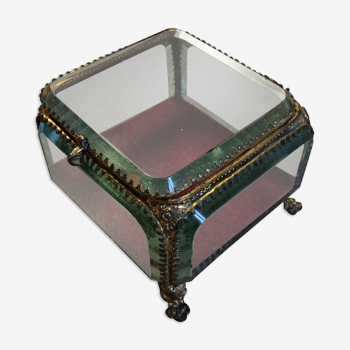 Boîte à bijoux art déco en verre biseauté