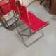 Lot 4 Renolux camping armchairs folding iron and red fabric