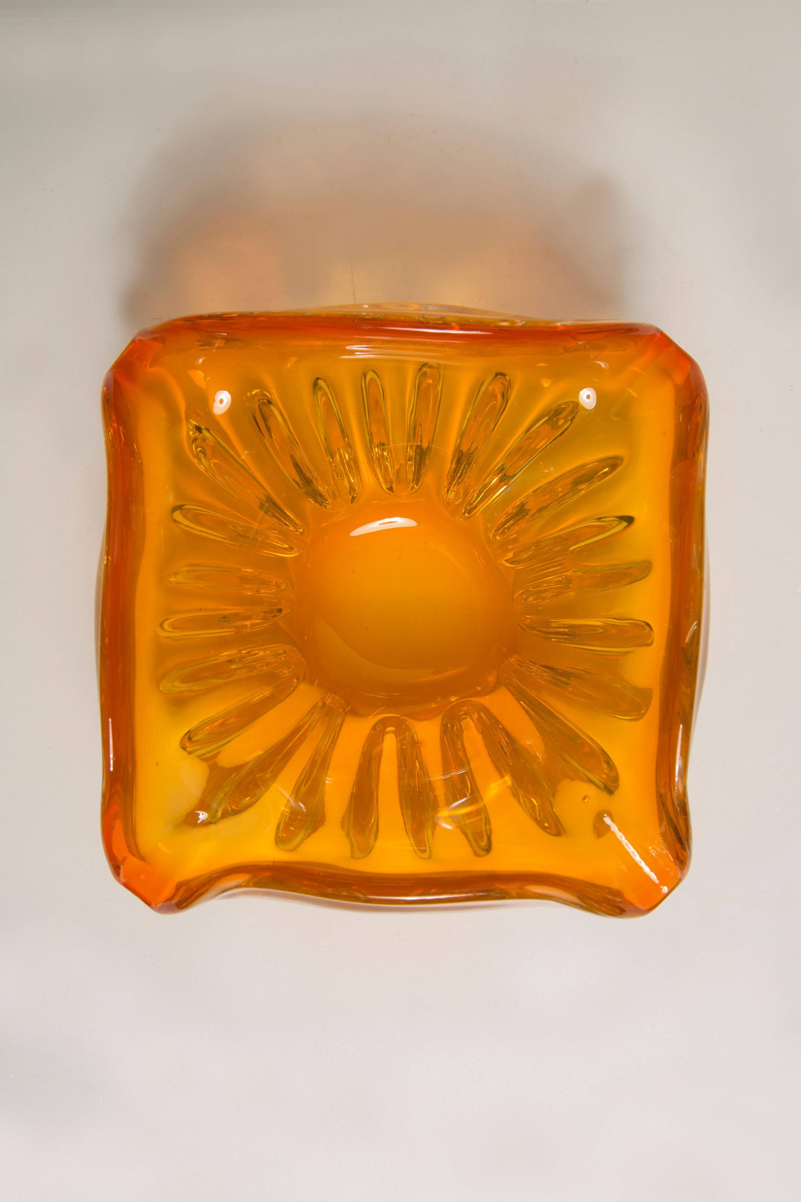 Mid-Century Orange Murano Glass Ashtray, Italy, 1970s