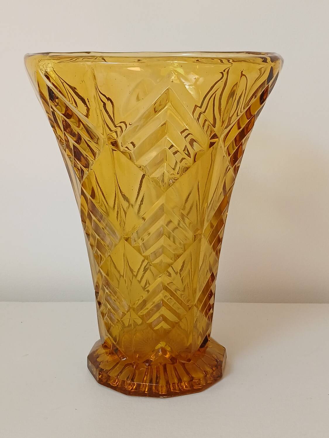 Amber yellow glass vase