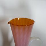 Vase, soliflore stelvia glass, italy, pink, orange and opalescent, 1960s