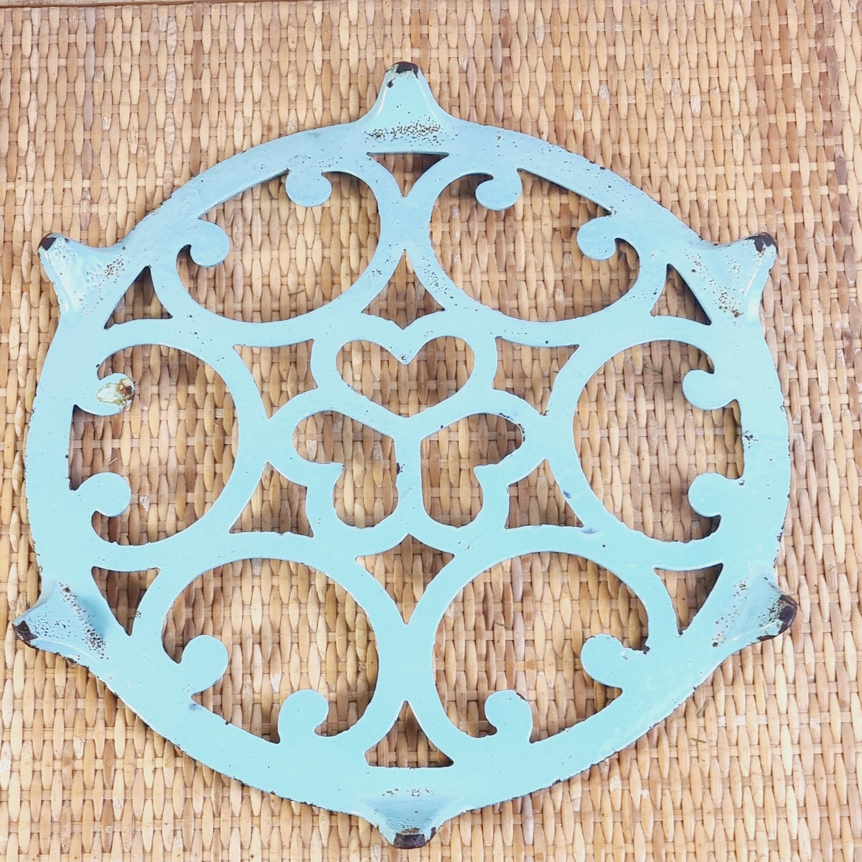 Sky blue cast iron underside