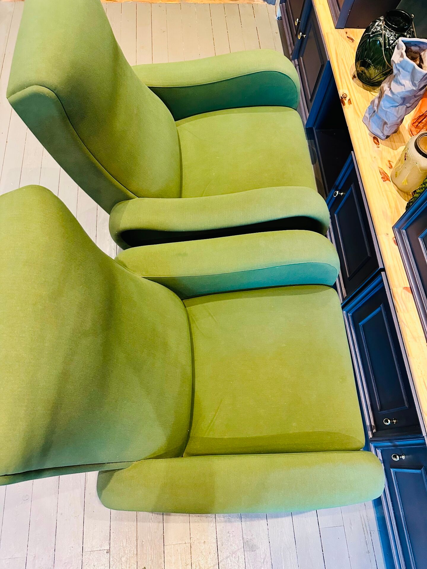 Pair of vintage mid-century organic design armchairs.