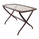 Italian Design Wooden Scissor Frame Side Table with Glass Top. Italy, 1950s