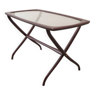 Table d'appoint en bois et verre, design italien, années 1950.