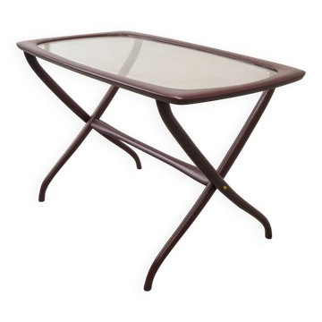 Table d'appoint en bois et verre, design italien, années 1950.