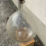 Dame Jeanne in transparent blown glass with bubbles and cut neck xl