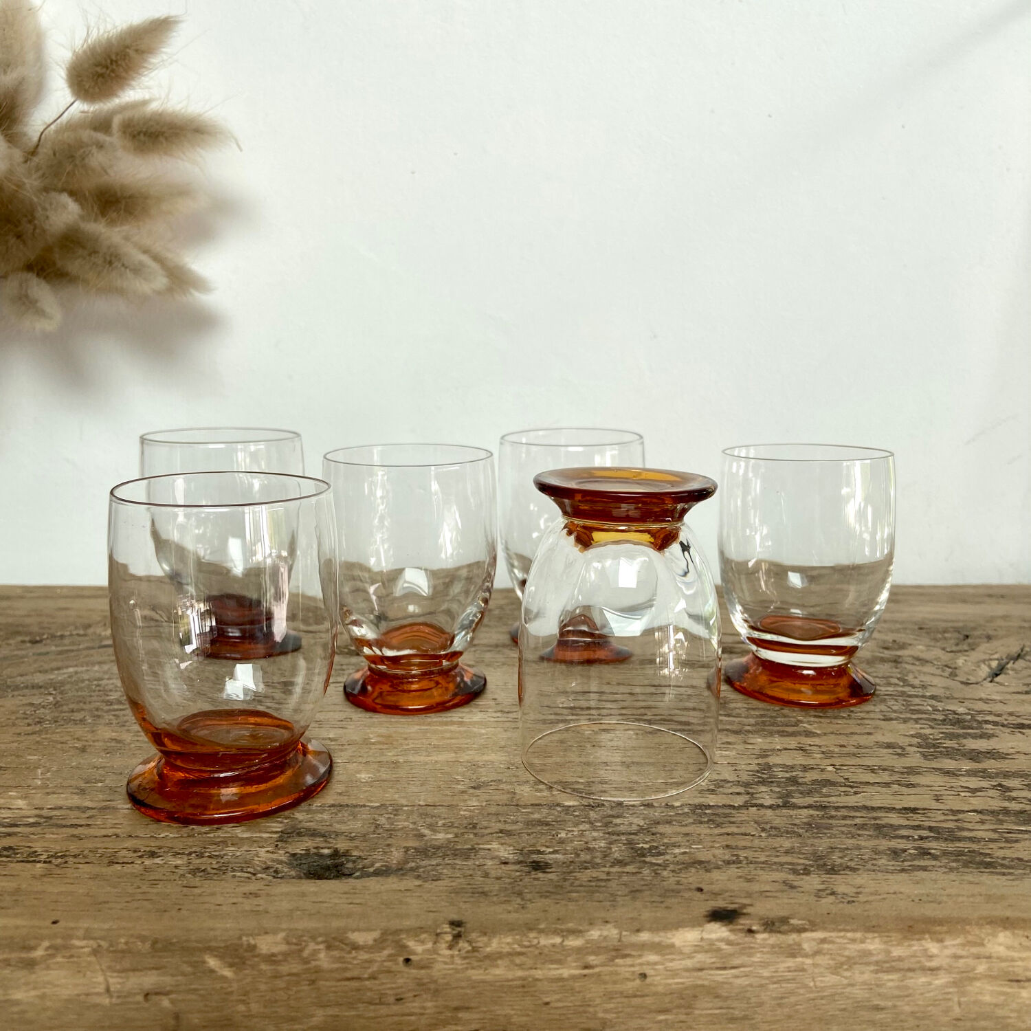 6 vintage liquor glasses