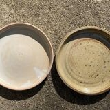 2 pyrite stoneware and Bernard Mallet style stoneware plates