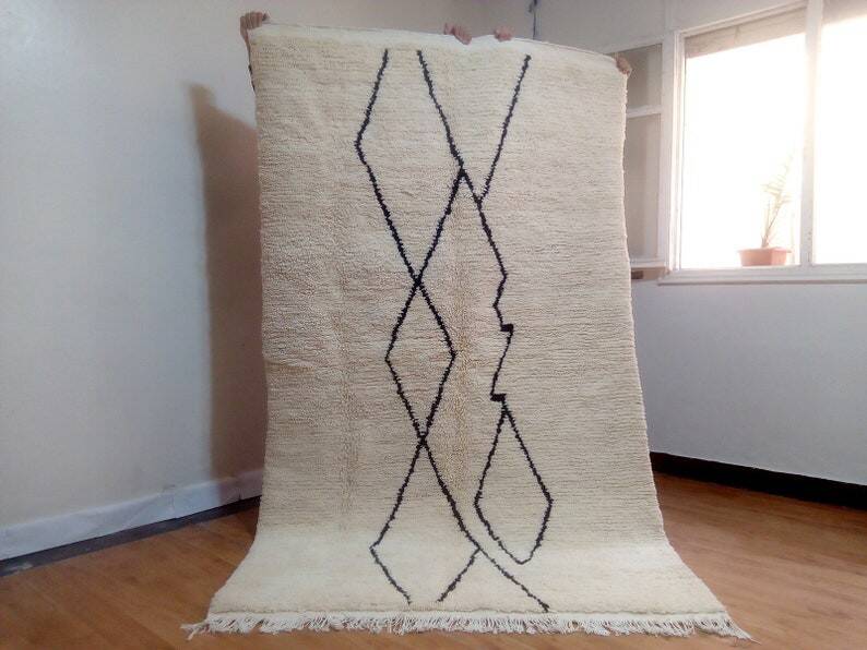 Tapis marocain tissé à la main - design berbère - fait main en laine - 252 x 146 cm