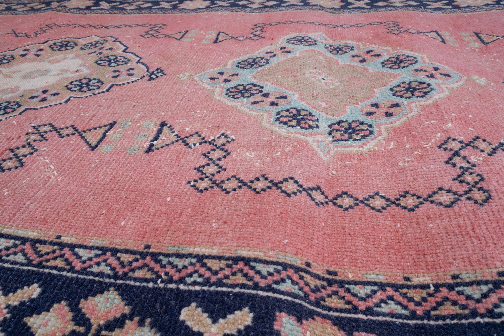 Vintage Turkish Overdyed Oushak Runner Rug 1970s 139x361cm