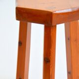 Antique brutalist stool in solid pine
