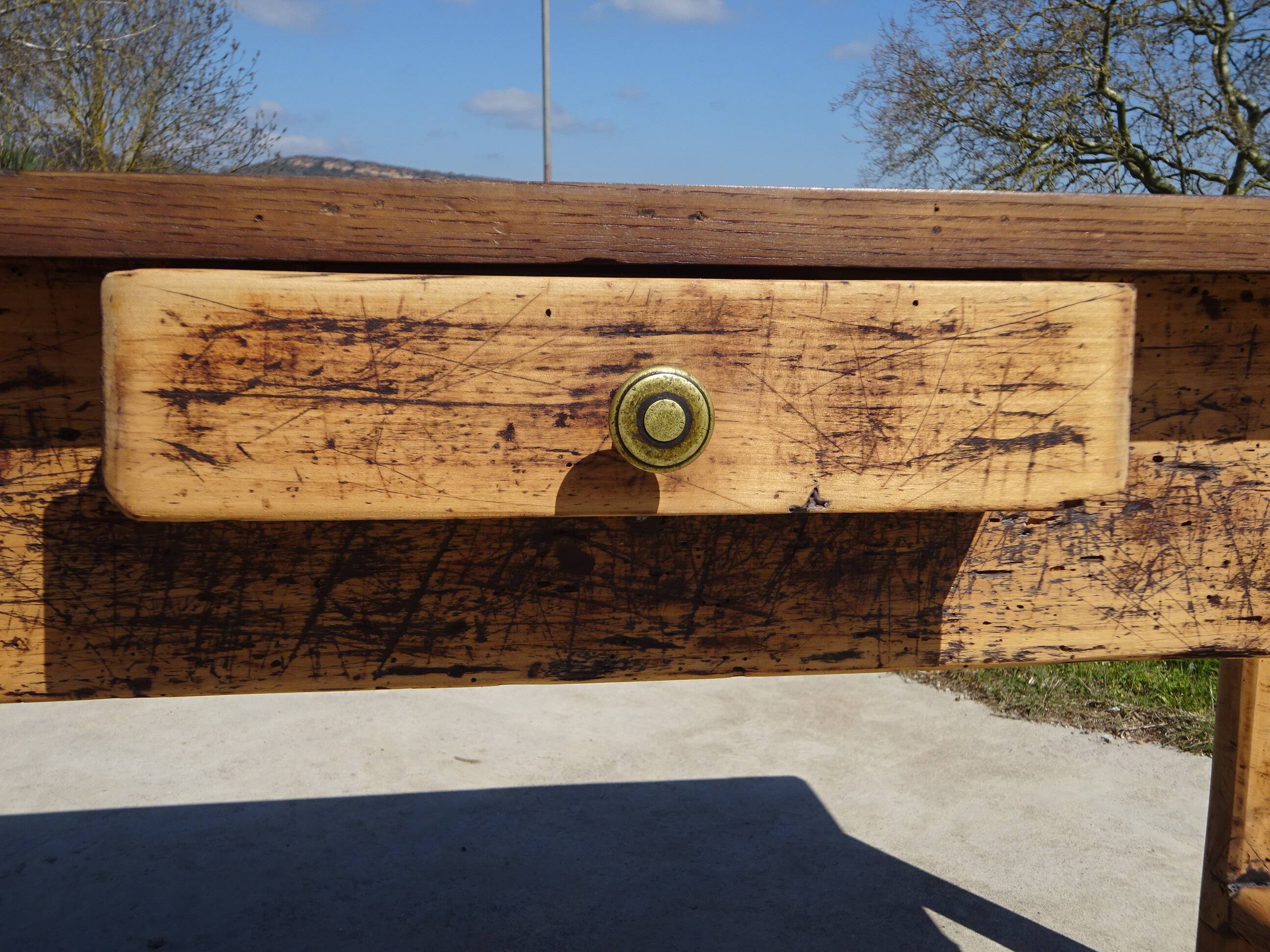 Ancienne table de ferme en chêne massif