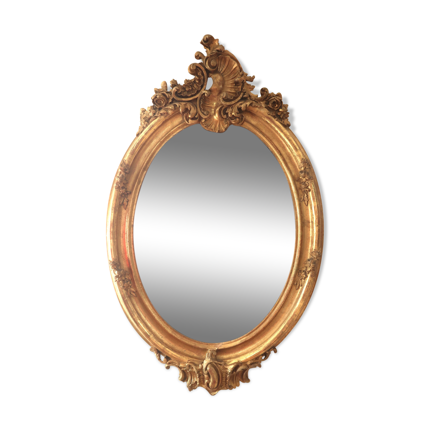 Oval mirror in gilded wood 98x63 cm