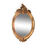 Miroir ovale en bois doré 98x63 cm