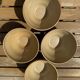 Vintage brown beige stoneware teapot set with 4 bowls.