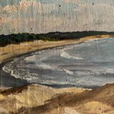 Oil on panel by M. Suilhor, beachfront, 20th century