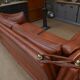 Maison Jansen leather sofa, France, 1970s