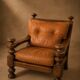 Paire Fauteuils brutalistes cuir / chêne scandinave Circa 1960