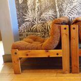 Scandinavian pine and velvet seat