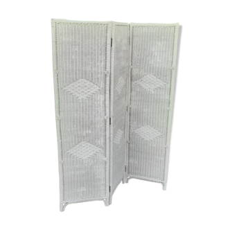 Wicker rattan screen 3 white flap