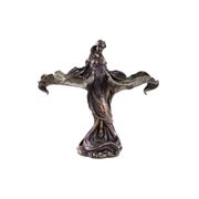 Brass female figurine in Art Deco style with floral motifs, European decorative art