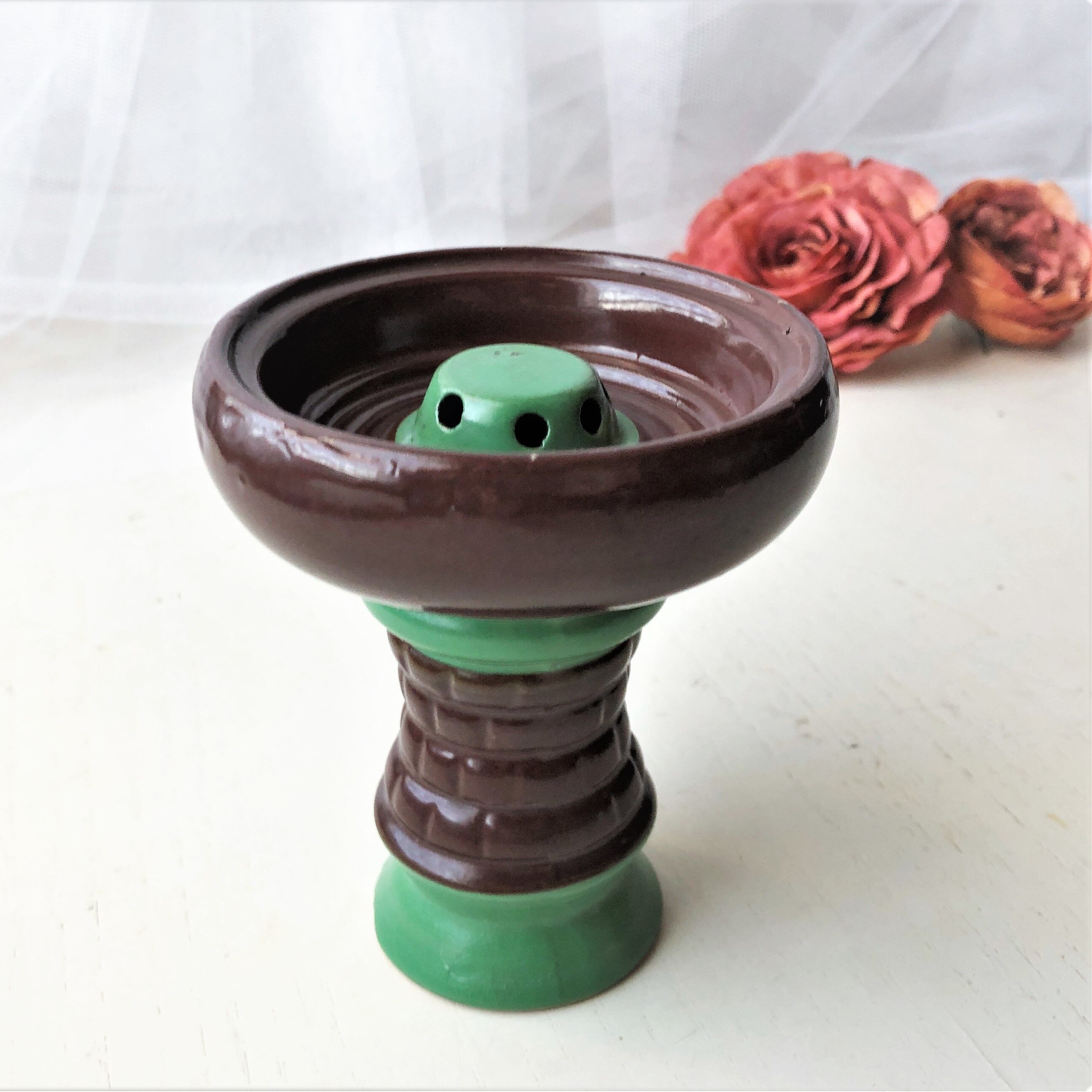 Handmade glazed ceramic candle holder
