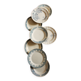Set of 8 Terre de Fer blue Marcel Alésia Exotic Longchamp plates