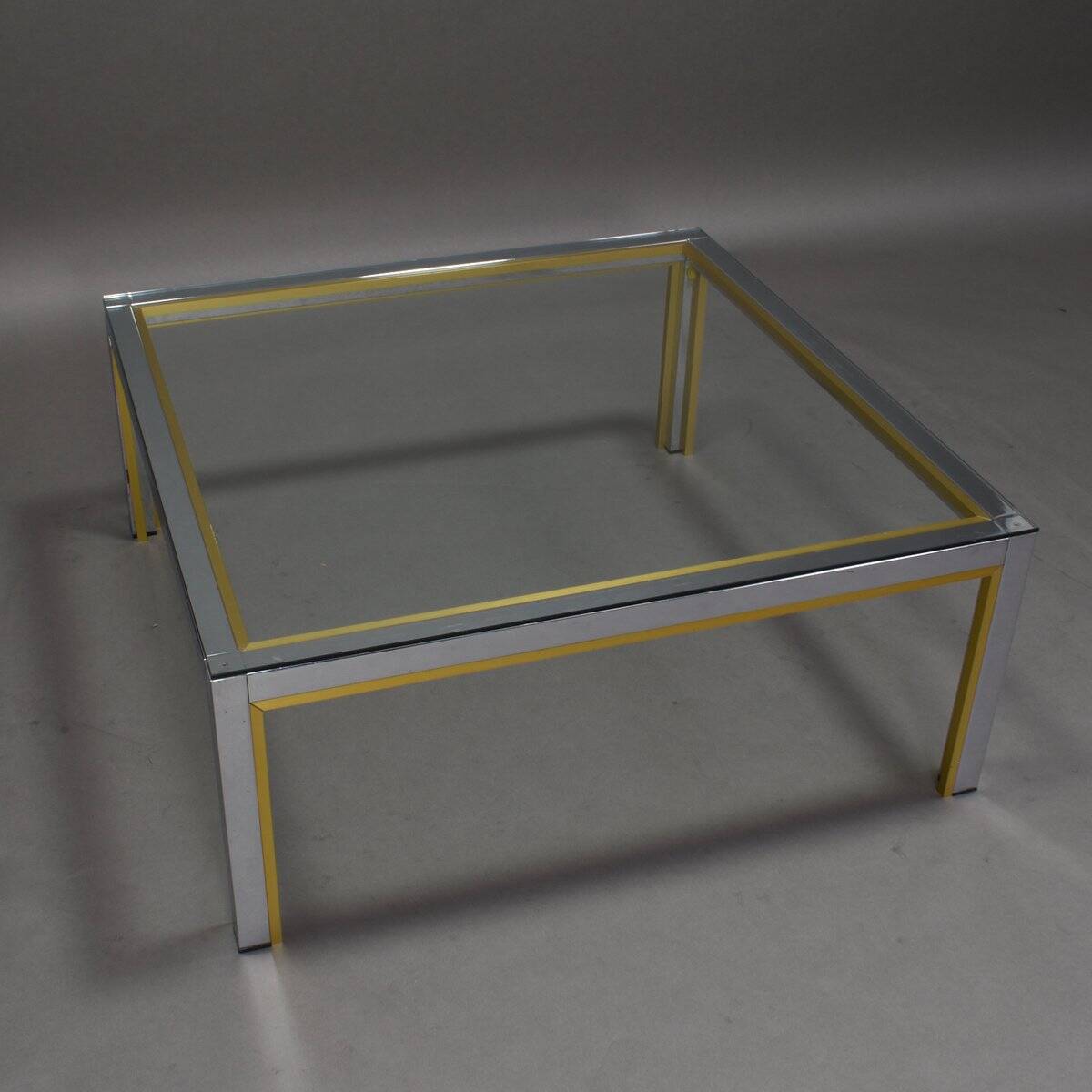 Italian chrome and gold coffee table, 1970s