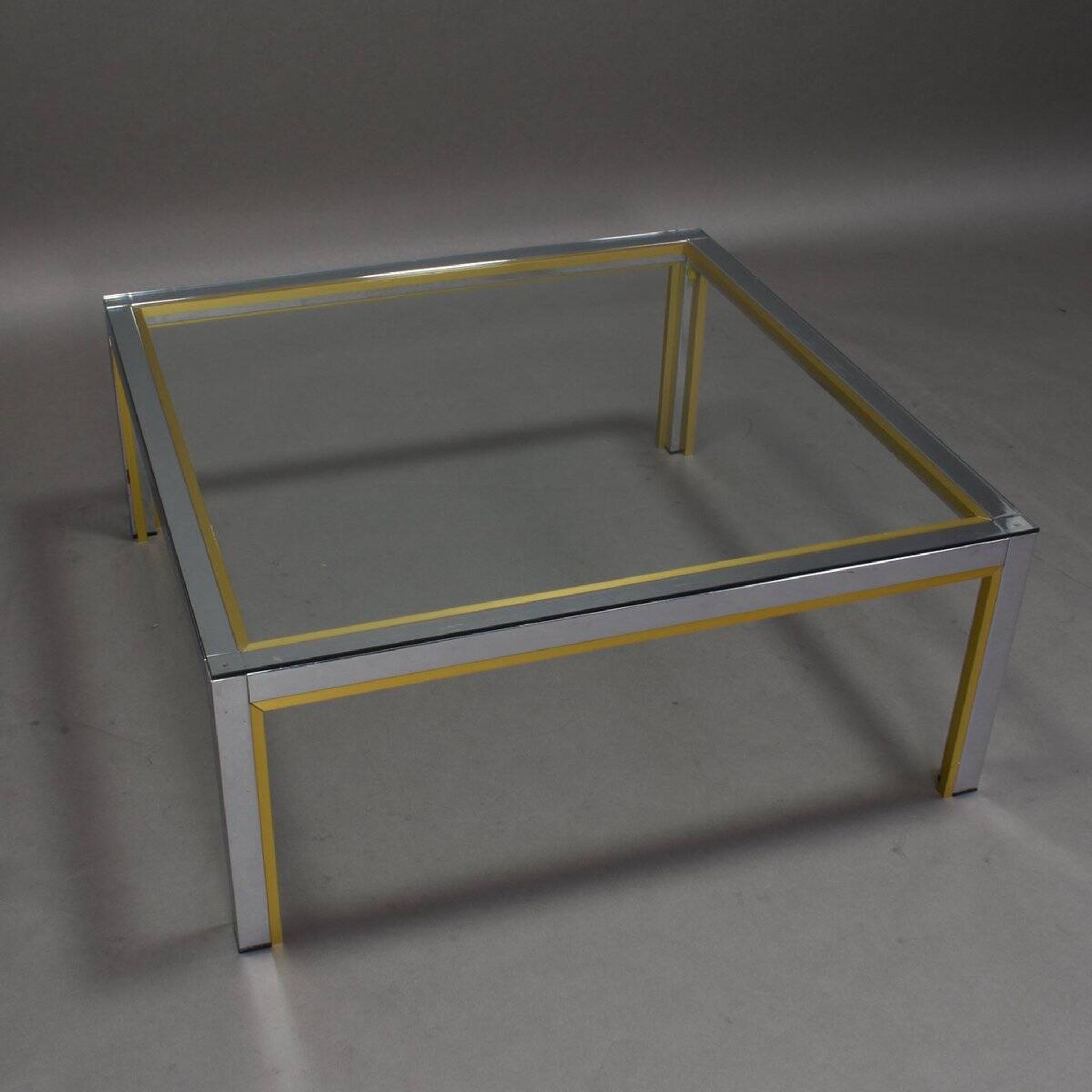 Table basse en chrome et or italienne, années 1970