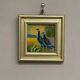 Mid-Century Oil on Panel – “Birds” by Unknown, Vintage & Framed