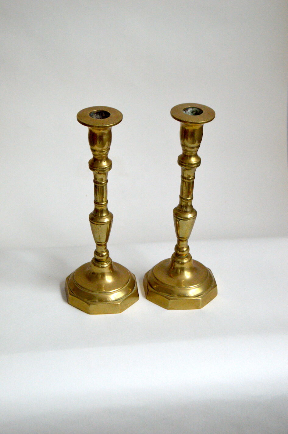 Pair of solid brass candlesticks