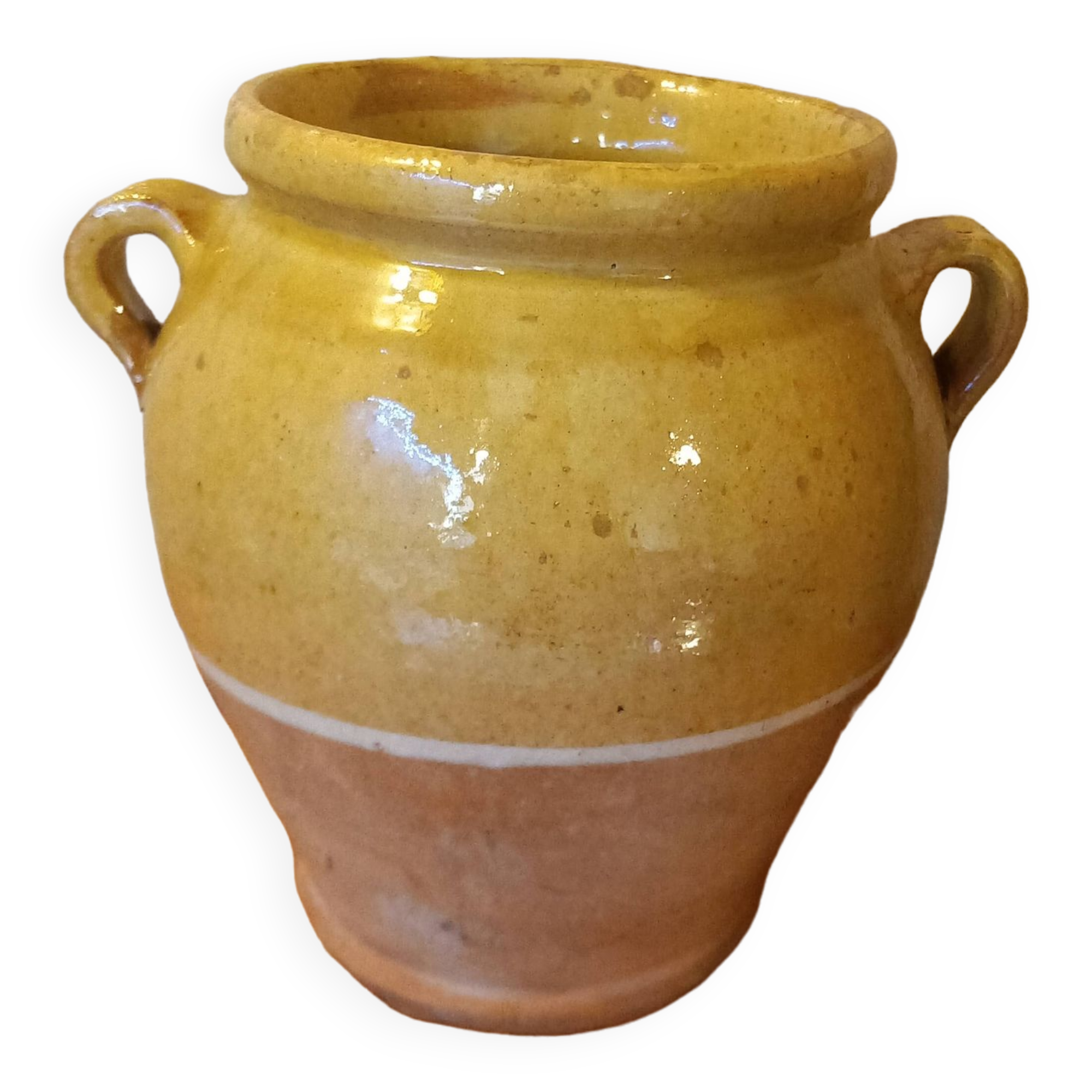 Yellow glazed grease pot
