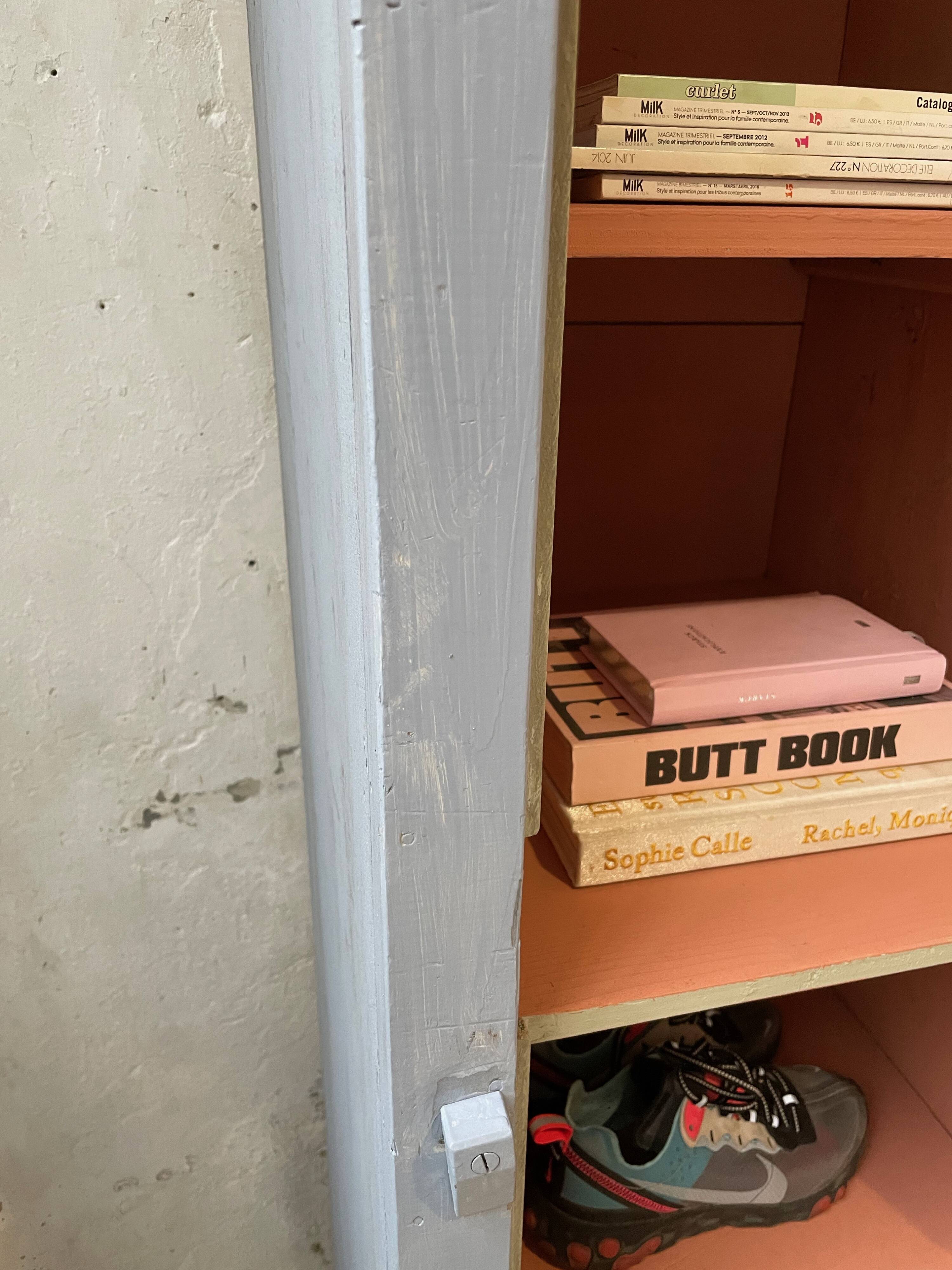 Blue patinated workshop furniture locker room