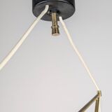 Italian Pendant Lamp with Opaline Shades & Brass, Stilnovo Style, 1950s