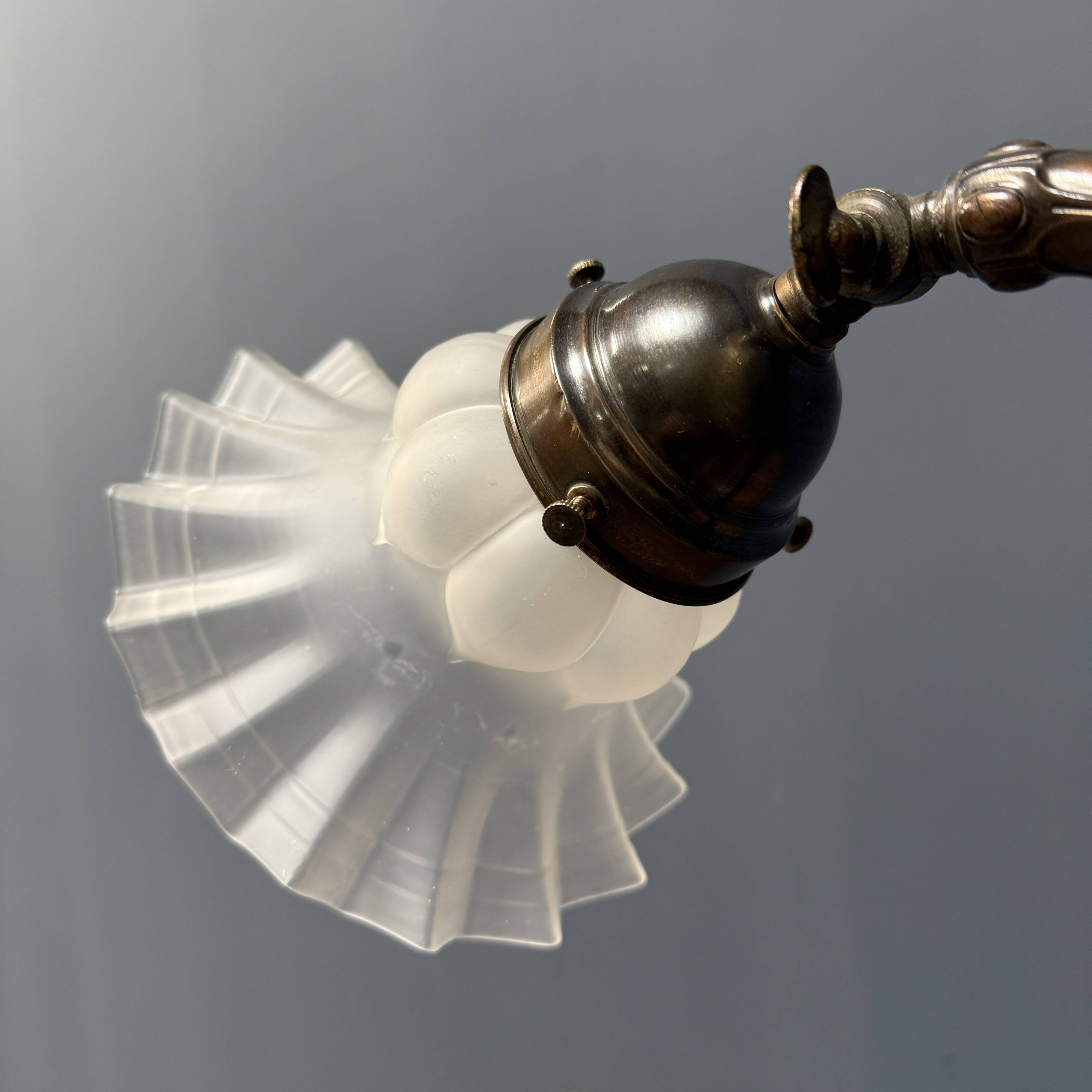 Antique art nouveau table lamp with frosted glass shade