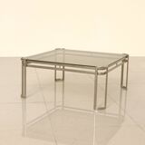 Italian coffee table in metal and brown smoked glass from the 60s