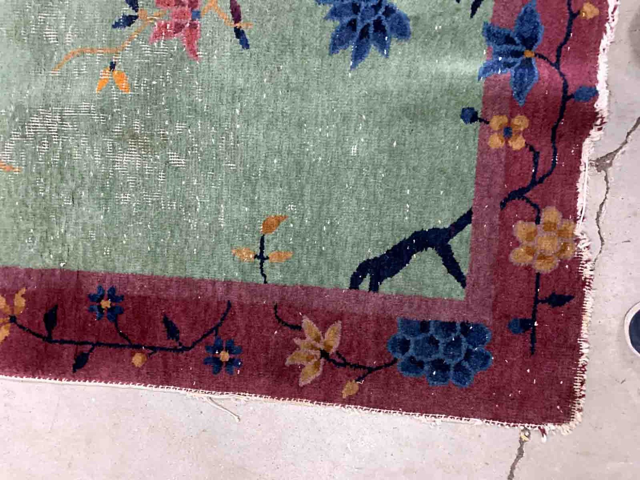 Antique chinese carpet art deco handmade 79cm x 134cm 1920s