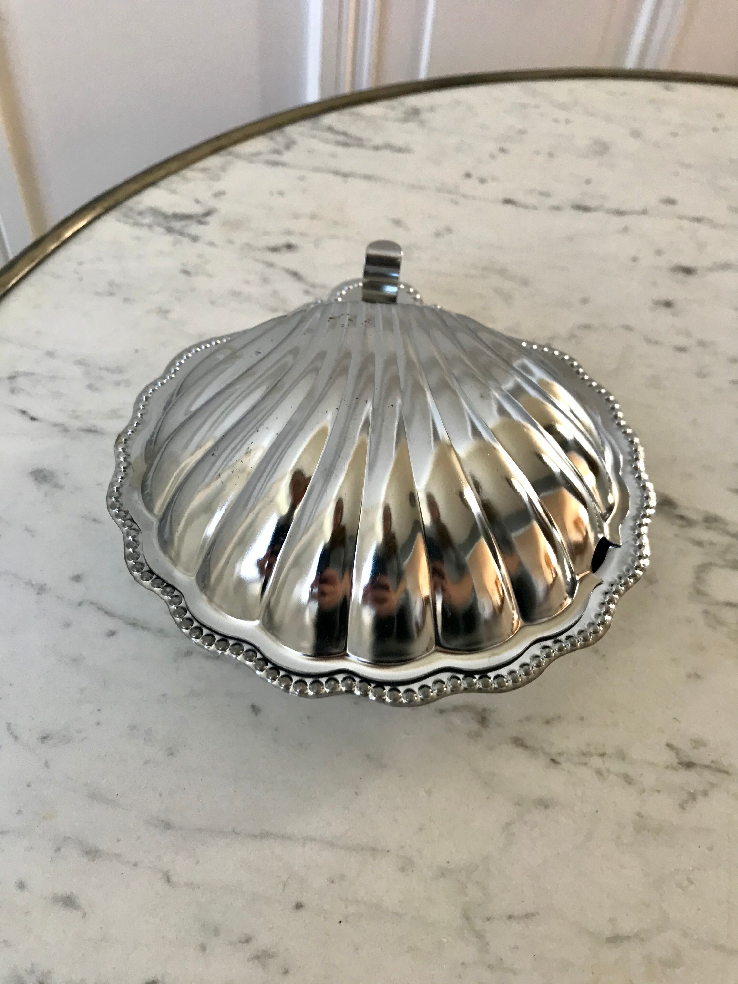 Pocket tray shell silver metal 60s-70s