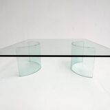 Table basse italienne moderne en verre, années 1970