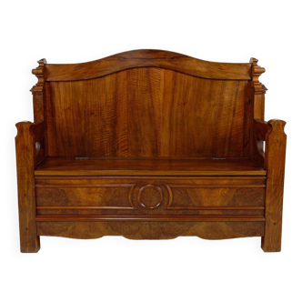 Banc coffre Napoléon III en noyer, vers 1860