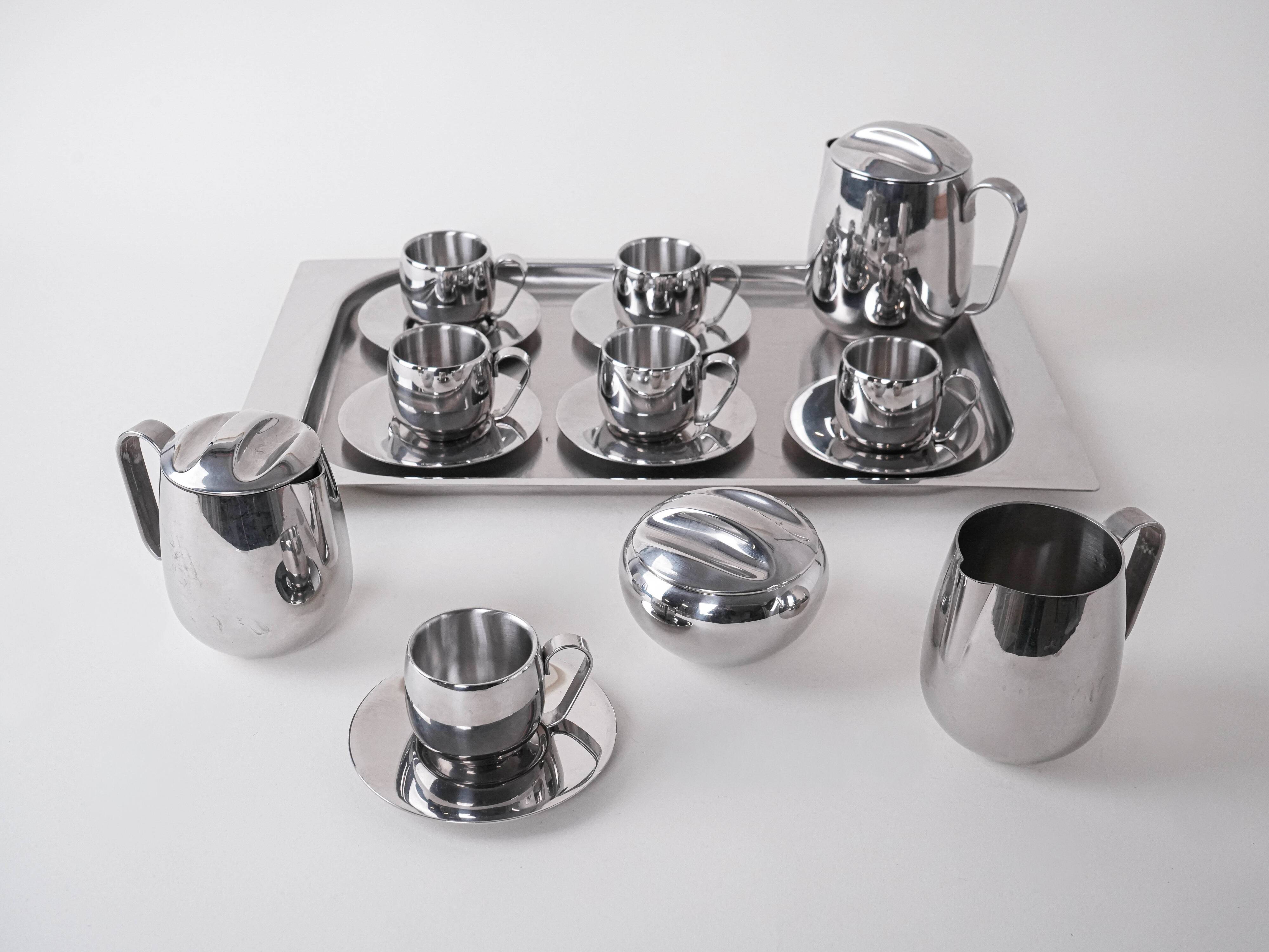 Coffee and tea set, Italian design, 1980s, made in Italy