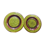 Two faience plates enamelled with choisy le roi HB & cie