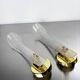 Pair of Murano frosted glass leaf sconces, gilt brass, Italy, 1970s