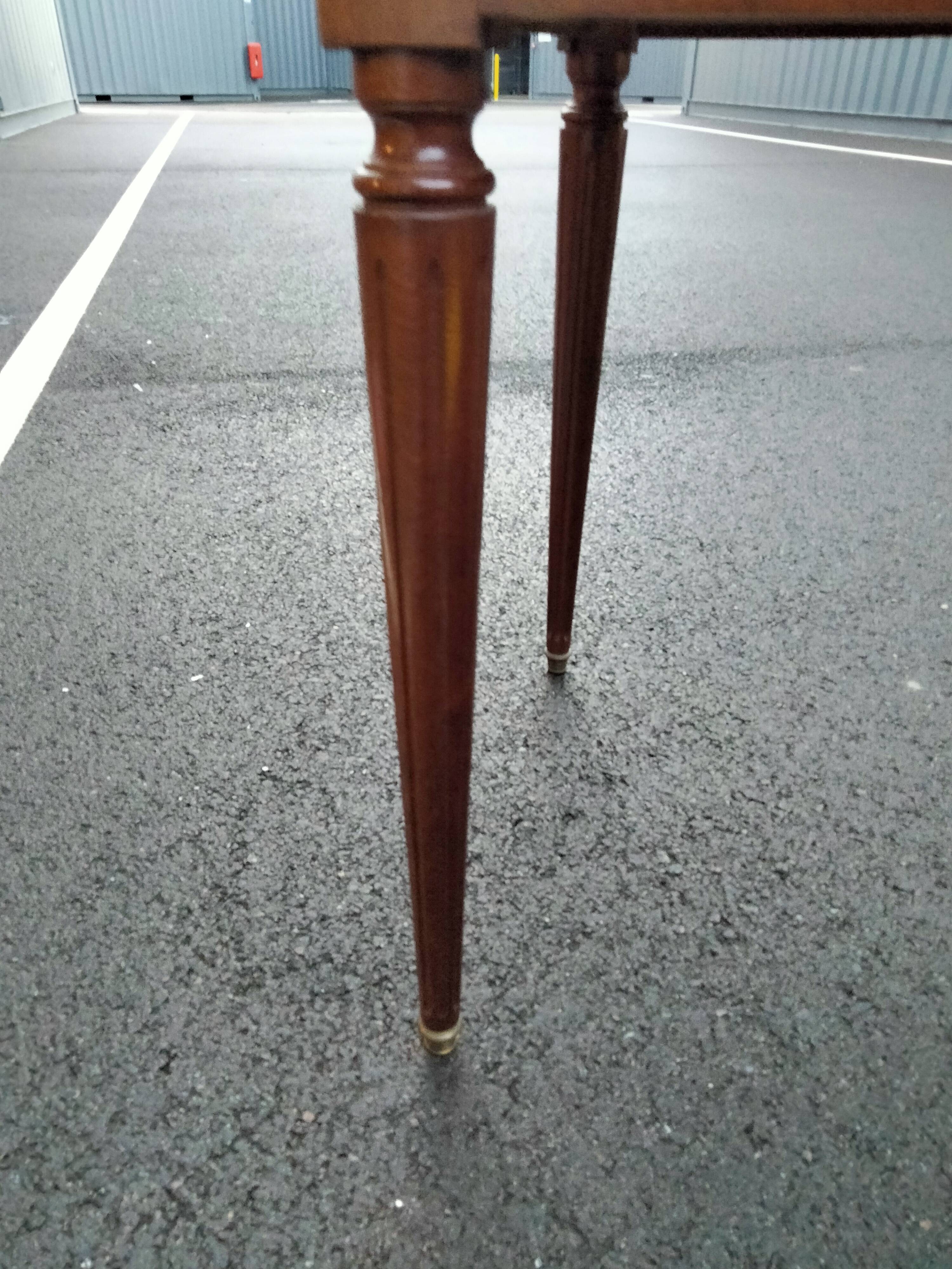 Old style flat desk louis xvi leather tray with 2 pulls