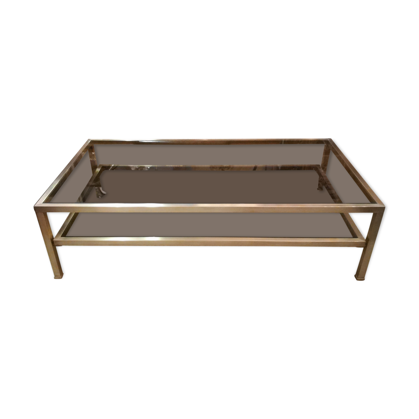 Brass coffee table and smoked glass