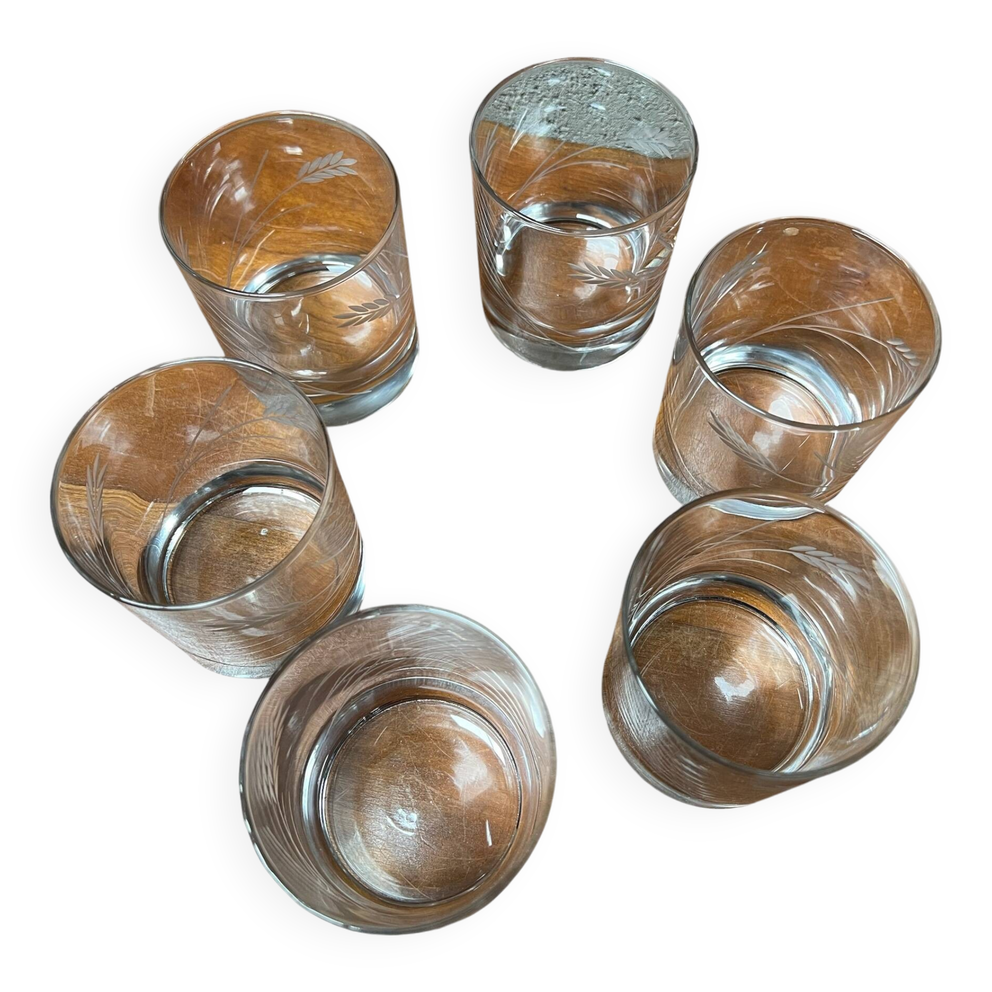 Set of six whiskey glasses