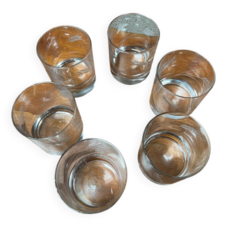 Set of six whiskey glasses