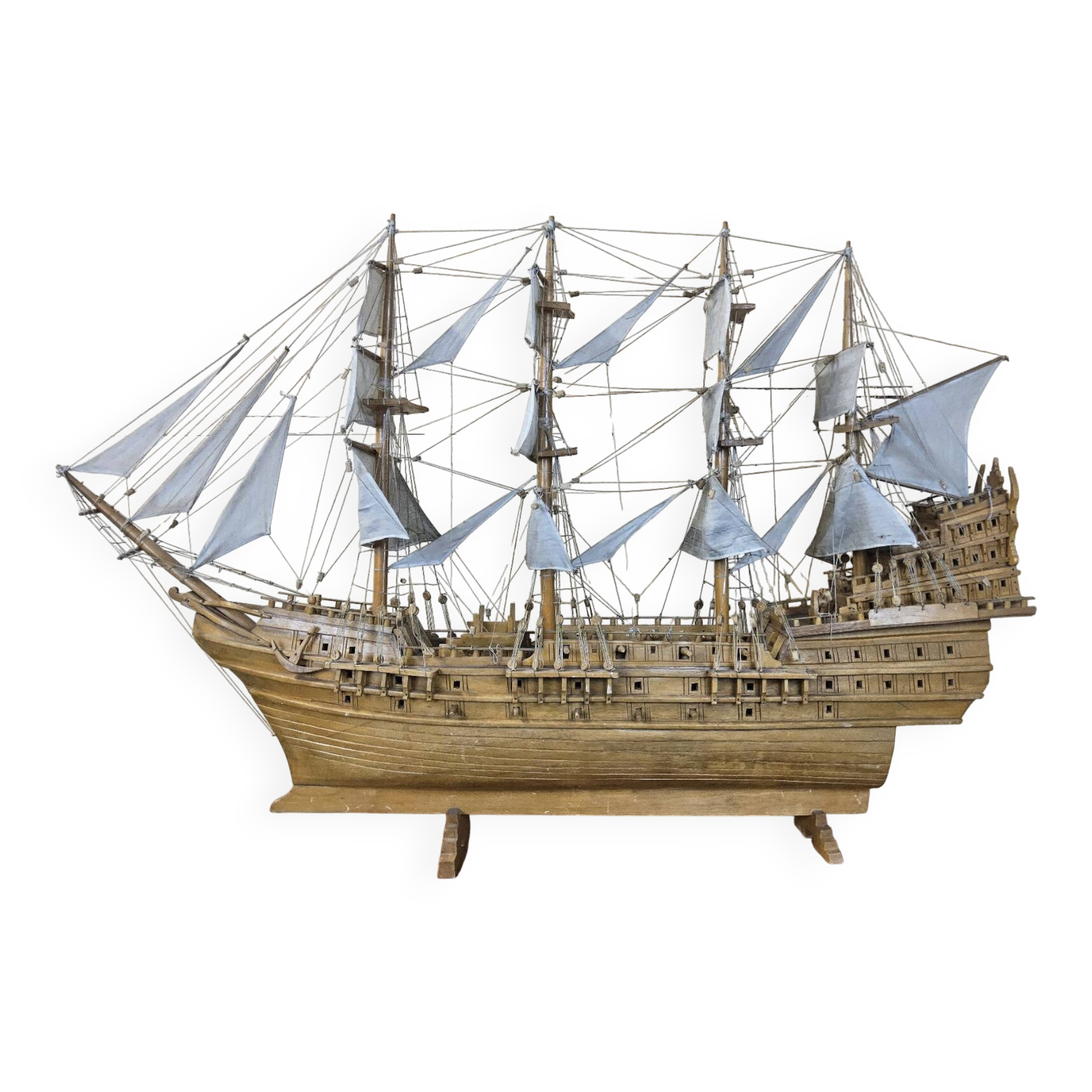 Unique V.O.C model ship from tree trunk (fully handmade)