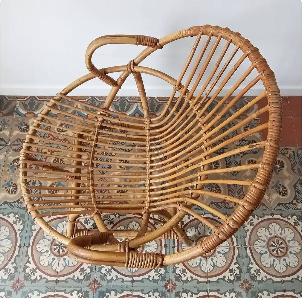 Trio de fauteuils rotin vintage